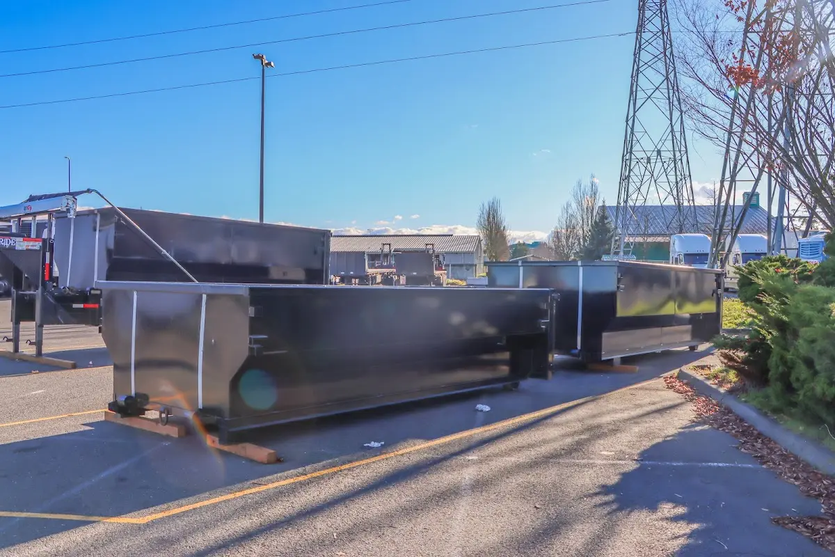 Roll-off dumpster ready for waste disposal at job site for 40 Yard Dumpster Rental in East Riverdale